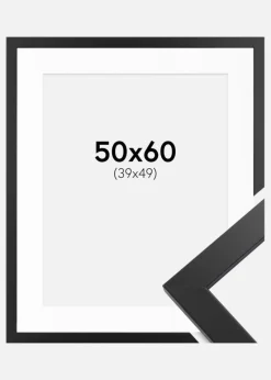Ramme Black Wood 50x60 cm - Passepartout Hvid 40x50 cm