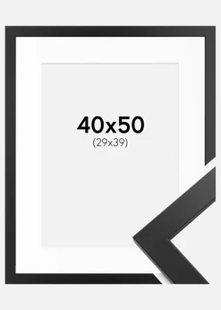 Ramme Black Wood 40x50 cm - Passepartout Hvid 30x40 cm