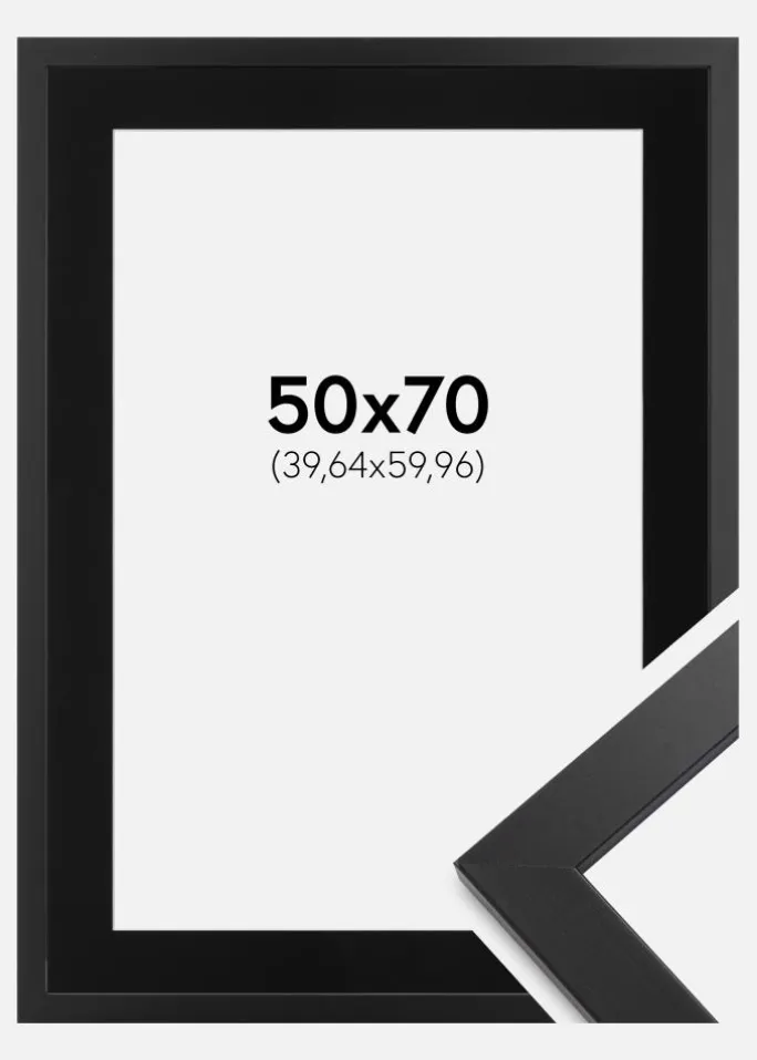 Ramme Black Wood 50x70 cm - Passepartout Sort 16x24 inches