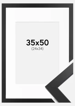 Ramme Black Wood 35x50 cm - Passepartout Hvid 25x35 cm