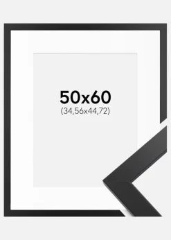 Ramme Black Wood 50x60 cm - Passepartout Hvid 14x18 inches