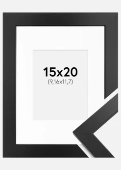 Ramme Black Wood 15x20 cm - Passepartout Hvid 4x5 inches