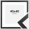 Ramme Black Wood 40x40 cm - Passepartout Hvid 30x30 cm