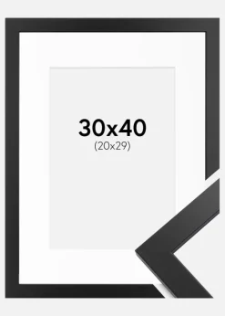 Ramme Black Wood 30x40 cm - Passepartout Hvid 21x30 cm