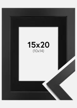 Ramme Black Wood 15x20 cm - Passepartout Sort 11x15 cm
