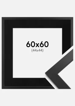 Ramme Black Wood 60x60 cm - Passepartout Sort 45x45 cm