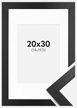 Ramme Black Wood 20x30 cm - Passepartout Hvid 15x21 cm (A5)