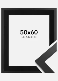 Ramme Black Wood 50x60 cm - Passepartout Sort 16x20 inches