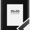 Ramme Black Wood 35x50 cm - Passepartout Sort 9x12 inches