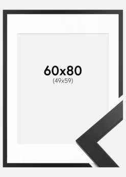Ramme Black Wood 60x80 cm - Passepartout Hvid 50x60 cm