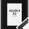 Ramme Black Wood 42x59,4 cm (A2) - Passepartout Sort 25x38 cm