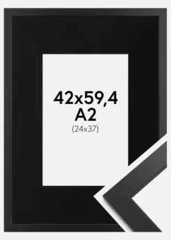 Ramme Black Wood 42x59,4 cm (A2) - Passepartout Sort 25x38 cm