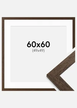 Ramme Brown Wood 60x60 cm - Passepartout Hvid 50x50 cm