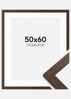 Ramme Brown Wood 50x60 cm - Passepartout Hvid 16x20 inches