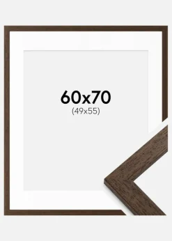 Ramme Brown Wood 60x70 cm - Passepartout Hvid 50x56 cm