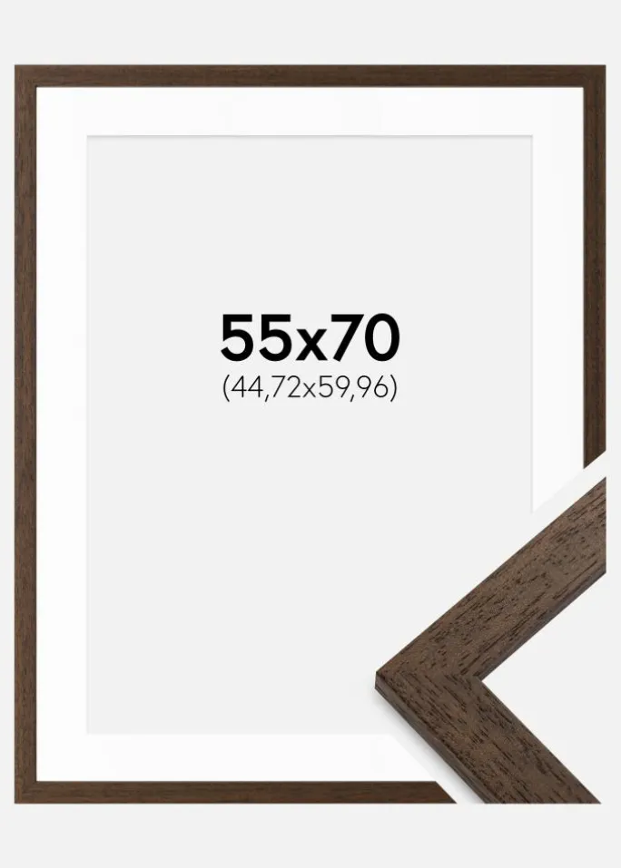 Ramme Brown Wood 55x70 cm - Passepartout Hvid 18x24 inches