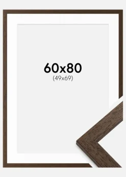 Ramme Brown Wood 60x80 cm - Passepartout Hvid 50x70 cm