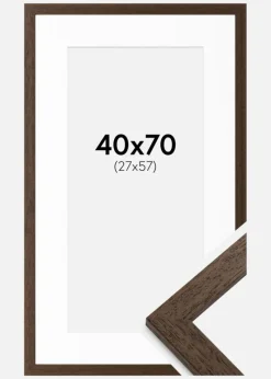 Ramme Brown Wood 40x70 cm - Passepartout Hvid 28x58 cm