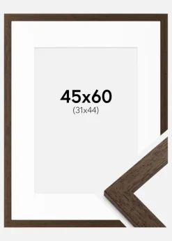 Ramme Brown Wood 45x60 cm - Passepartout Hvid 32x45 cm