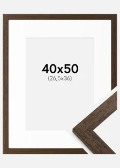 Ramme Brown Wood 40x50 cm - Passepartout Hvid 27,5x37 cm