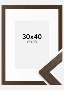 Ramme Brown Wood 30x40 cm - Passepartout Hvid 20x28 cm