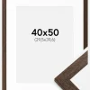Ramme Brown Wood 40x50 cm - Passepartout Hvid 12x16 inches