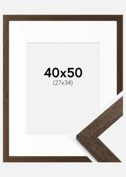 Ramme Brown Wood 40x50 cm - Passepartout Hvid 28x35 cm