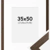 Ramme Brown Wood 35x50 cm - Passepartout Hvid 9x12 inches