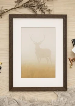 Ramme Brown Wood 70x80 cm - Passepartout Hvid 60x70 cm