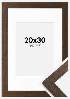 Ramme Brown Wood 20x30 cm - Passepartout Hvid 15x21 cm (A5)