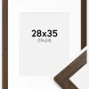 Ramme Brown Wood 28x35 cm - Passepartout Hvid 20x25 cm