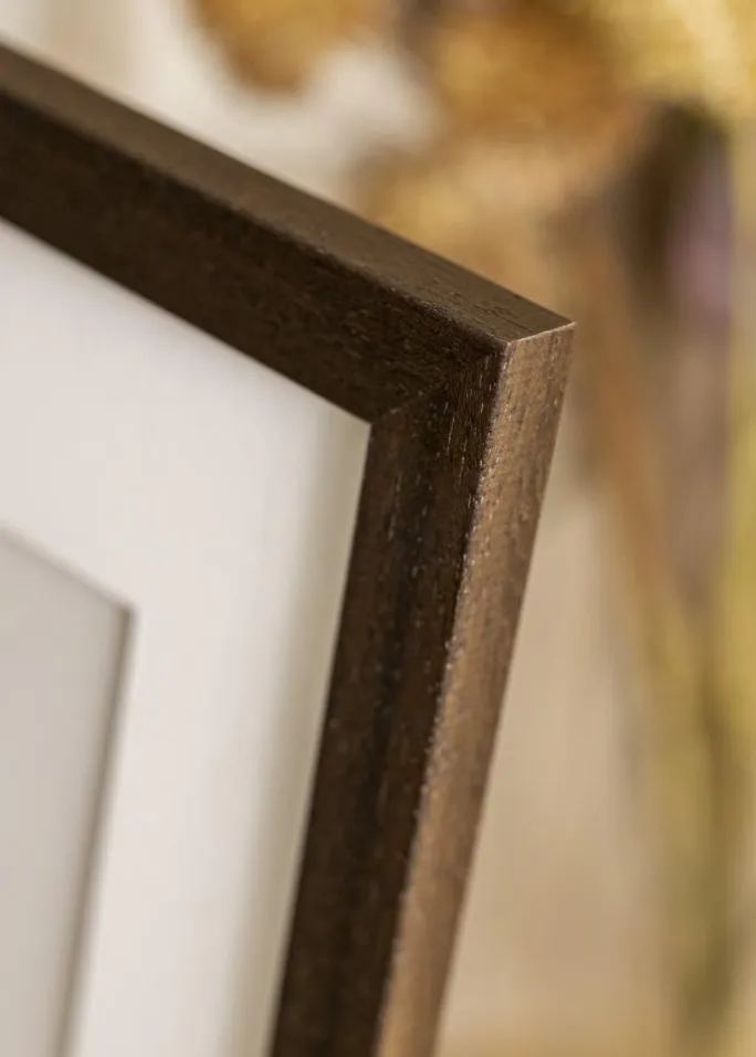 Ramme Brown Wood 40x40 cm - Passepartout Hvid 10x10 inches