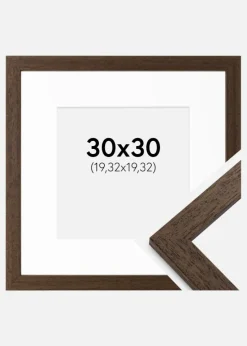Ramme Brown Wood 30x30 cm - Passepartout Hvid 8x8 inches