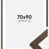 Ramme Brown Wood 70x90 cm - Passepartout Hvid 24x30 inches