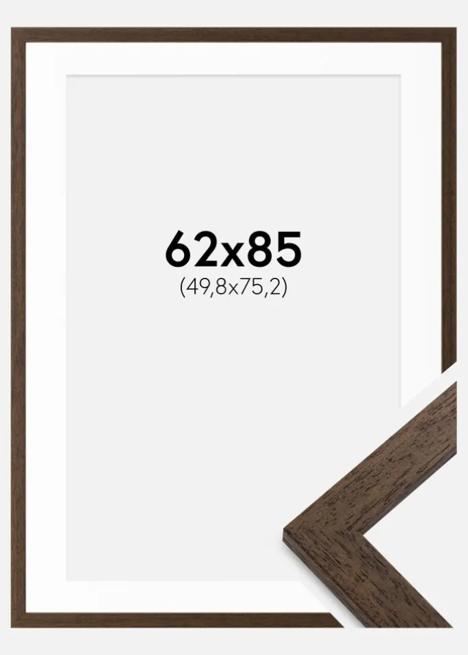 Ramme Brown Wood 62x85 cm - Passepartout Hvid 20x30 inches