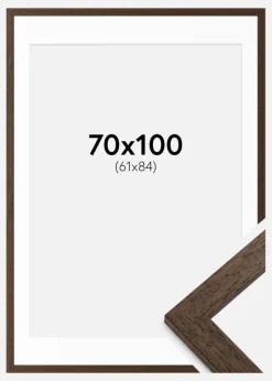 Ramme Brown Wood 70x100 cm - Passepartout Hvid 62x85 cm