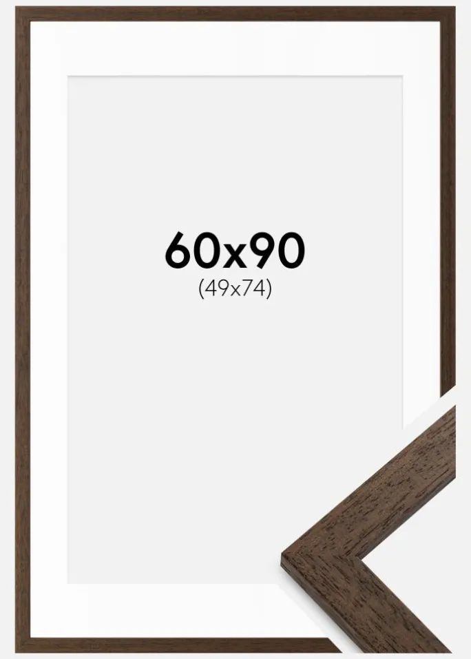 Ramme Brown Wood 60x90 cm - Passepartout Hvid 50x75 cm