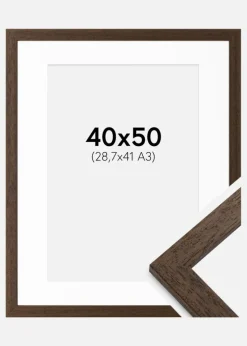 Ramme Brown Wood 40x50 cm - Passepartout Hvid 29,7x42 cm (A3)