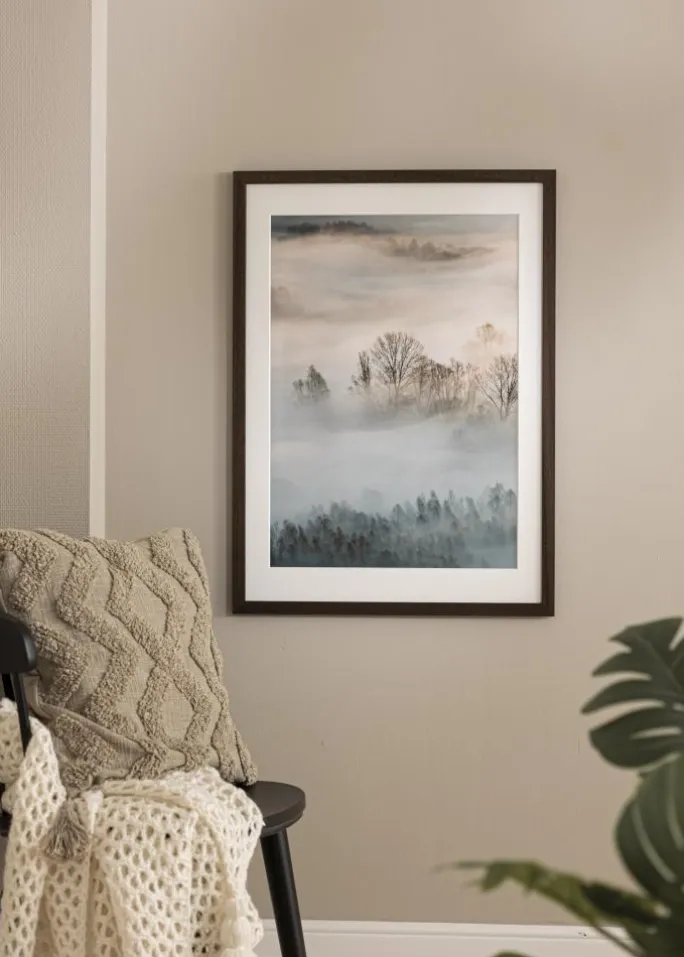 Ramme Brown Wood 40x50 cm - Passepartout Hvid 29,7x42 cm (A3)