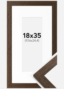 Ramme Brown Wood 18x35 cm - Passepartout Hvid 4x10 inches