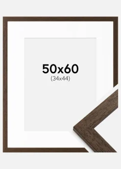 Ramme Brown Wood 50x60 cm - Passepartout Hvid 35x45 cm