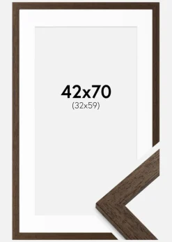 Ramme Brown Wood 42x70 cm - Passepartout Hvid 33x60 cm