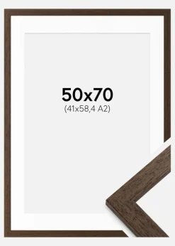 Ramme Brown Wood 50x70 cm - Passepartout Hvid 42x59,4 cm (A2)
