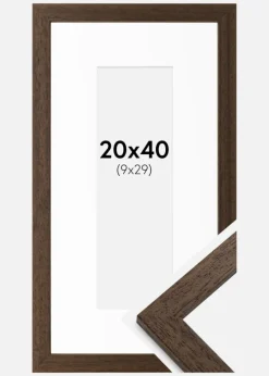 Ramme Brown Wood 20x40 cm - Passepartout Hvid 10x30 cm