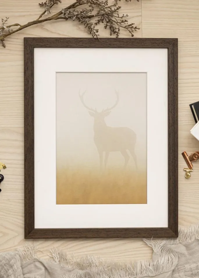 Ramme Brown Wood 40x80 cm - Passepartout Hvid 25x70 cm