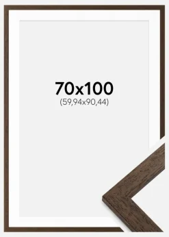 Ramme Brown Wood 70x100 cm - Passepartout Hvid 24x36 inches