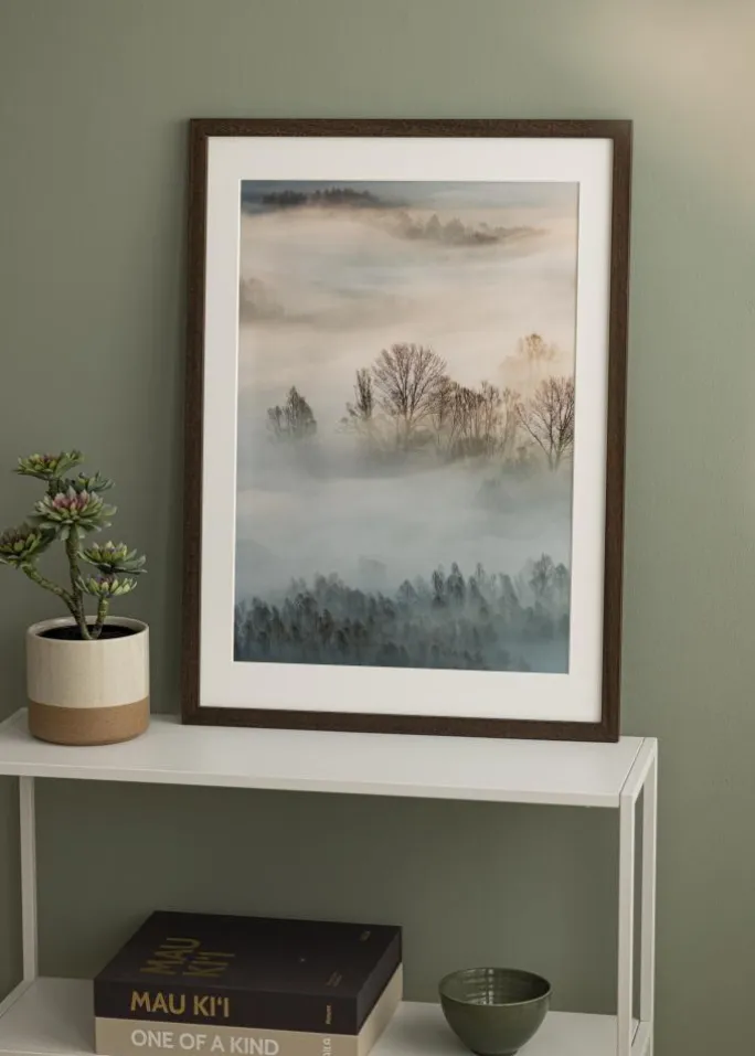 Ramme Brown Wood 70x100 cm - Passepartout Hvid 24x36 inches