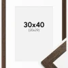 Ramme Brown Wood 30x40 cm - Passepartout Hvid 21x30 cm