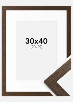 Ramme Brown Wood 30x40 cm - Passepartout Hvid 21x30 cm