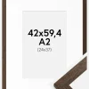 Ramme Brown Wood 42x59,4 cm (A2) - Passepartout Hvid 25x38 cm